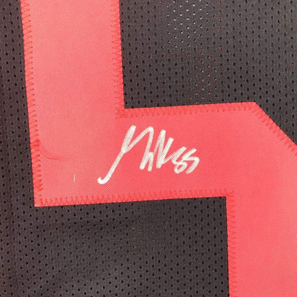 Framed Autographed/Signed George Kittle 35x39 San Francisco Black Football Jersey JSA COA