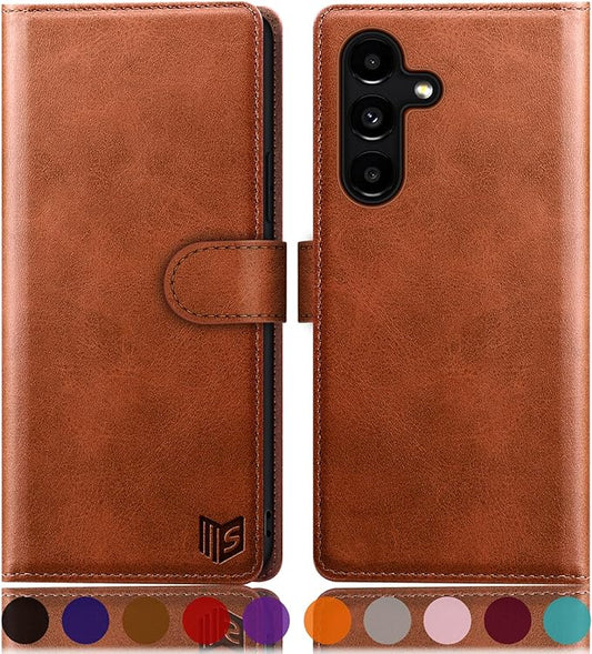 SUANPOT for Samsung Galaxy S24 Plus/S24+ Wallet case æã�RFID Blockingæã« Credit Card Holder, PU Leather Flip Folio Book Phone case Cover Women Men for Samsung S24 Plus/S24+ case Wallet(Light Brown)