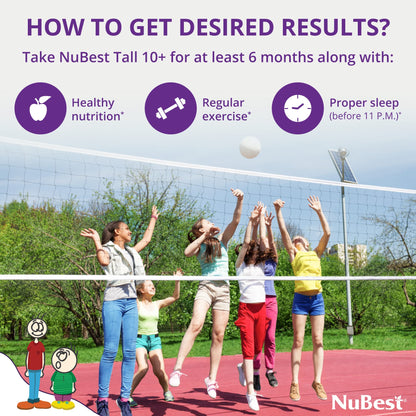 NuBest Tall 10+ Premium Bone Strength Formula, Enhanced Immunity and Overall Health for Age 10+ - Who Drink Milk Daily with Calcium, Vitamin D3, Vitamin K2, and Multivitamins - 60 Capsules