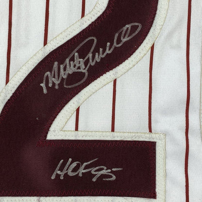 Autographed/Signed Mike Schmidt HOF 95 Philadelphia Pinstripe Baseball Jersey JSA COA