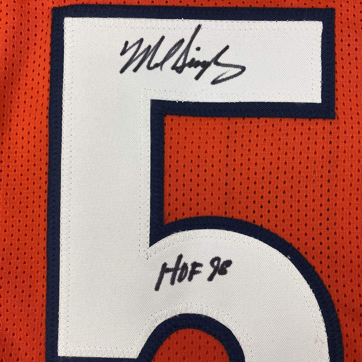 Autographed/Signed Mike Singletary HOF 98 Chicago Orange Football Jersey JSA COA