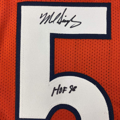 Autographed/Signed Mike Singletary HOF 98 Chicago Orange Football Jersey JSA COA