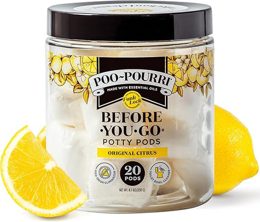 Poo~Pourri Original Citrus Before-You-Go 2-in-1 Toilet Potty Pods 20ct - Bathroom Odor Remover & Toilet Cleaner - Plant Based Ingredients & Essential Oils - with Lemon, Bergamot & Lemongrass Scent