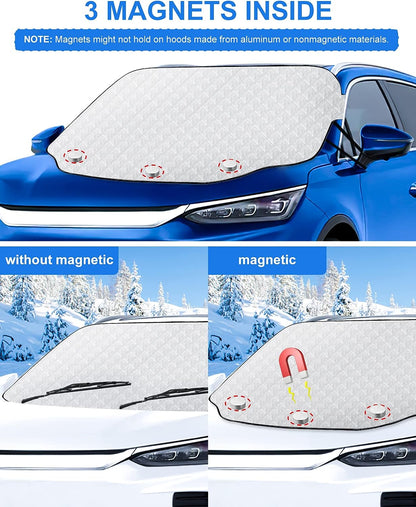 Karvipark Windshield Snow Cover, SUV Magnetic Windscreen Cover, Snow UV Ice Protection Front Window Cover, Sunshade Snow Cover for Cars SUVs Trucks