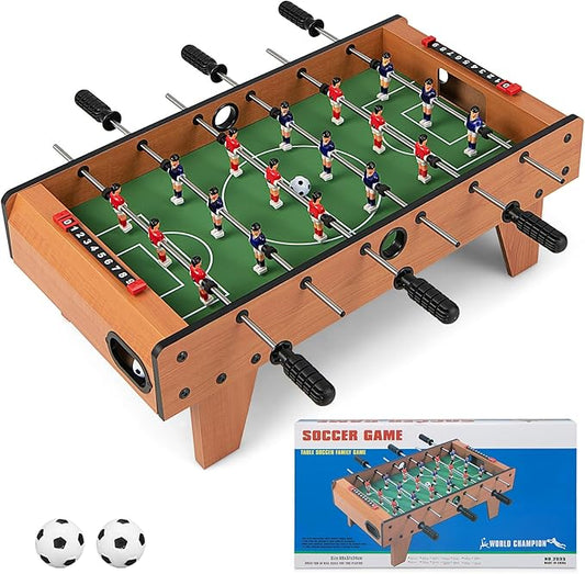 Goplus 27" Foosball Table, Portable Tabletop Soccer Game w/ 2 Footballs & 18 Soccer Keepers for Family Night, Game Room, Arcades, Bars, Parties, Wooden Football Game Set for Adults & Kids