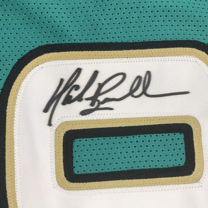 Framed Autographed/Signed Mark Brunell 35x39 Jacksonville Teal Football Jersey JSA COA