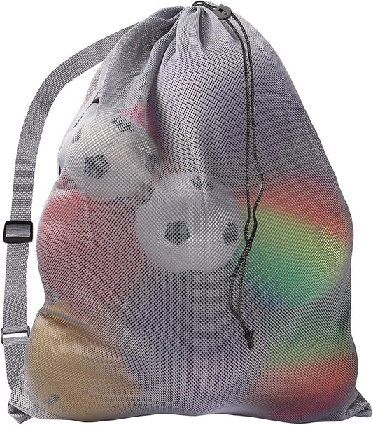 GSE Games & Sports Expert 24x36/30x40 X-Large Mesh Sports Equipment Drawstring Bag for Soccers, Basketballs, Footballs
