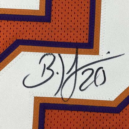 Framed Autographed/Signed Brian Dawkins 35x39 Clemson Orange College Football Jersey Beckett BAS COA