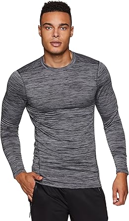 RBX Active Men's Athletic Performance Long Sleeve Crew Neck Fleece Lined Insulated Fitted Base Layer T-Shirt