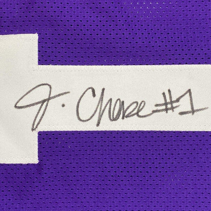 Autographed/Signed Ja'Marr Chase LSU Purple College Football Jersey Beckett BAS COA