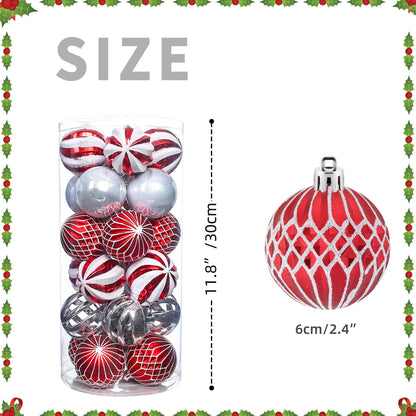 24pcs 2.36'' Christmas Tree Balls Ornaments Shatterproof Colorful Glittering