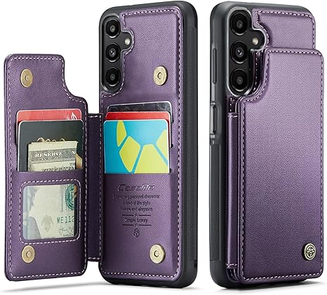 Vinich for Samsung Galaxy A35 Case with Card Holder, RFID Blocking for Samsung A35 Wallet Case for Women Men, Protective Leather Kickstand Flip Phone Cover for Galaxy A35 5G, Purple