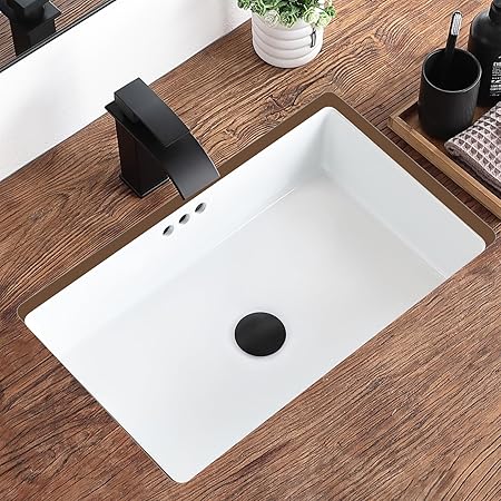 22 Inch Undermount Bathroom Sink Rectangular Undermount Sink White Ceramic Under Counter Bathroom Sink with Flat Overflow Type (21.8"x 14")