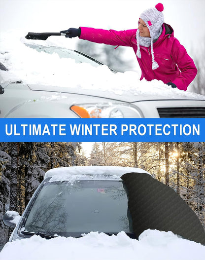 Karvipark Windshield Snow Cover, SUV Magnetic Windscreen Cover, Snow UV Ice Protection Front Window Cover, Sunshade Snow Cover for Cars SUVs Trucks