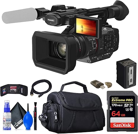 Panasonic HC-X20 4K Mobile Camcorder with Rich Connectivity (HC-X20) + 64GB Card + Bag + Card Reader + Memory Wallet + Cap Keeper + Cleaning Kit + HDMI Cable