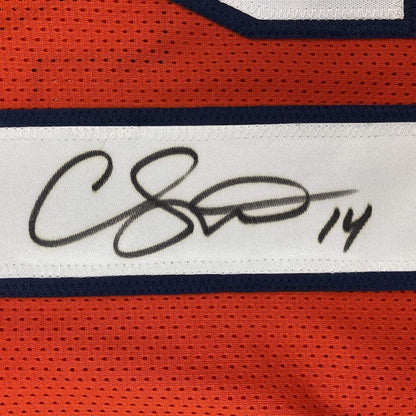 Framed Autographed/Signed Courtland Sutton 35x39 Denver Orange Football Jersey PSA/DNA COA