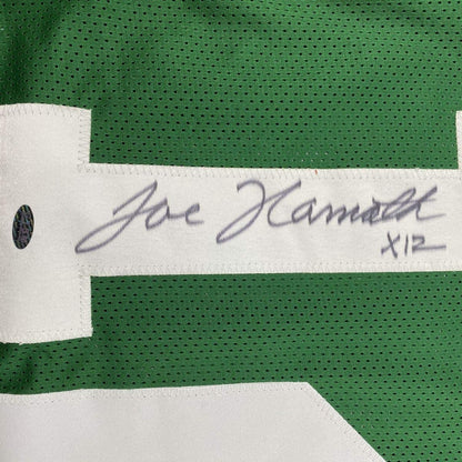 Autographed/Signed Joe Namath New York Green Football Jersey GTSM COA Holo Only