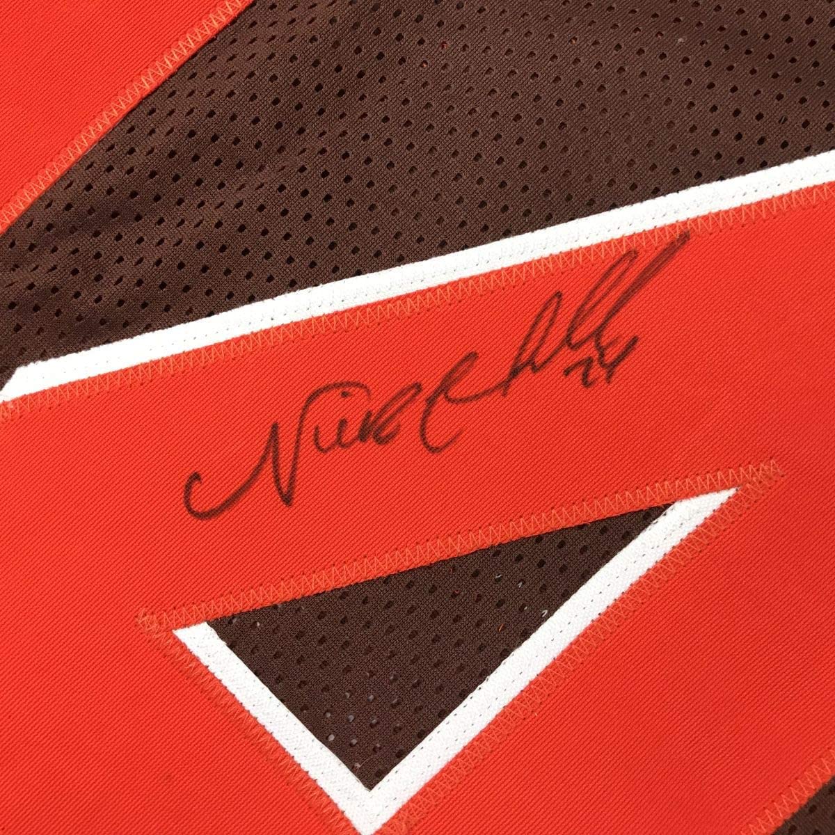 Autographed/Signed Nick Chubb Cleveland Football Brown Jersey JSA COA