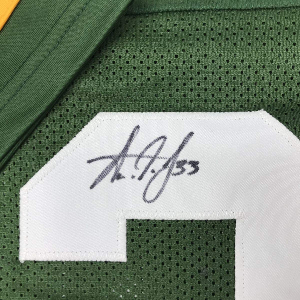 Autographed/Signed Aaron Jones Green Bay Green Football Jersey JSA COA