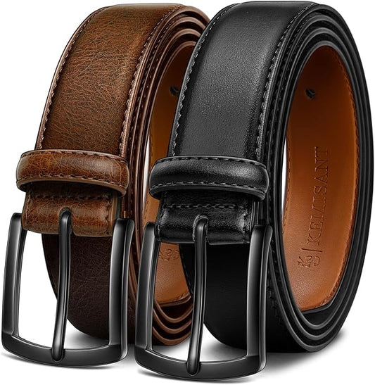 KEMISANT Men Belt 2Pack äóñ Genuine Leather Belt for Men Dress Casual Golf Jeans 1 3/8"