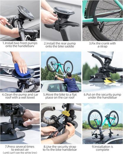 ROCKBROS Inverted Suction Cup Bike Rack Secure Mount for 1 Bike No Removal Needed