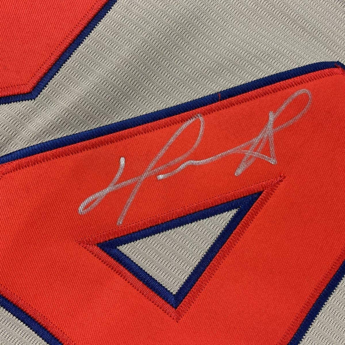 Framed Autographed/Signed David Ortiz 35x39 Boston Grey Baseball Jersey JSA COA