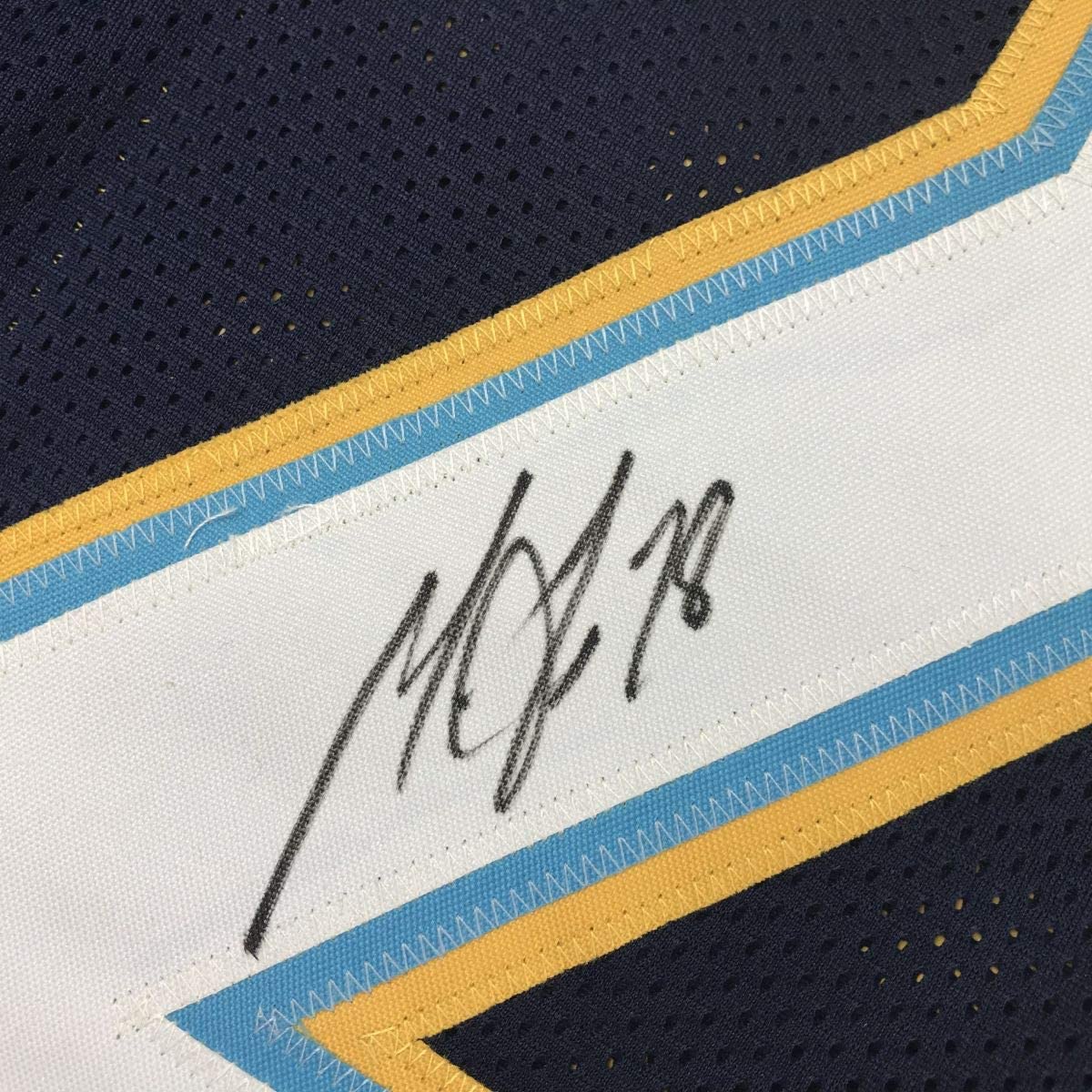 Autographed/Signed Melvin Gordon Los Angeles LA Dark Blue Football Jersey Beckett BAS COA
