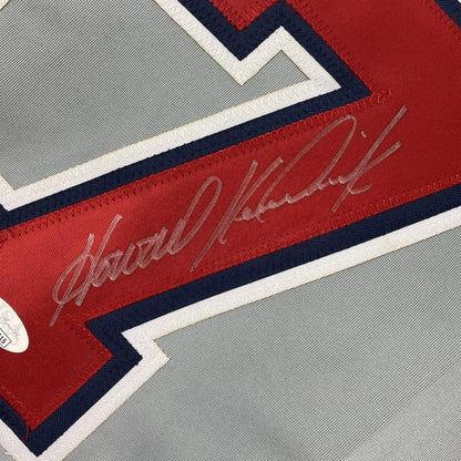 Framed Autographed/Signed Howie Kendrick 35x39 Washington Grey Baseball Jersey JSA COA