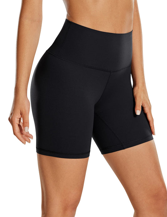 CRZ YOGA Womens ButterLuxe Biker Shorts 6 Inches - High Waisted Workout Running Volleyball Athletic Spandex Yoga Shorts Black Medium