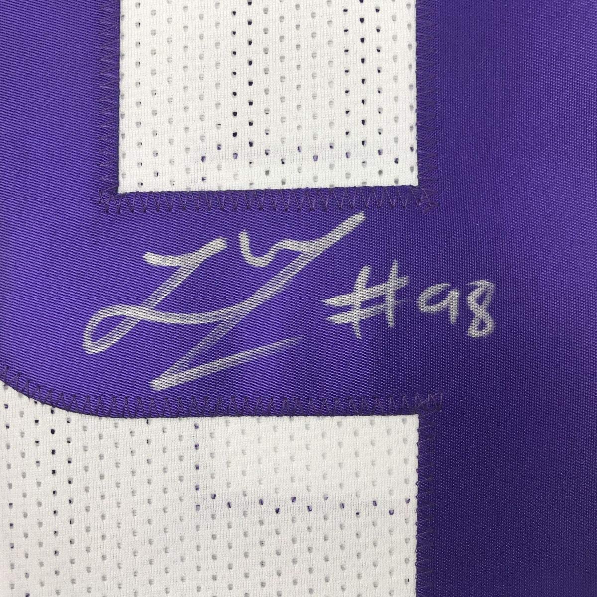 Autographed/Signed Linval Joseph Minnesota White Football Jersey JSA COA