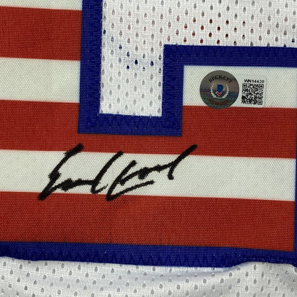 Autographed/Signed Earl Campbell Texas USA White Football Jersey Beckett BAS COA