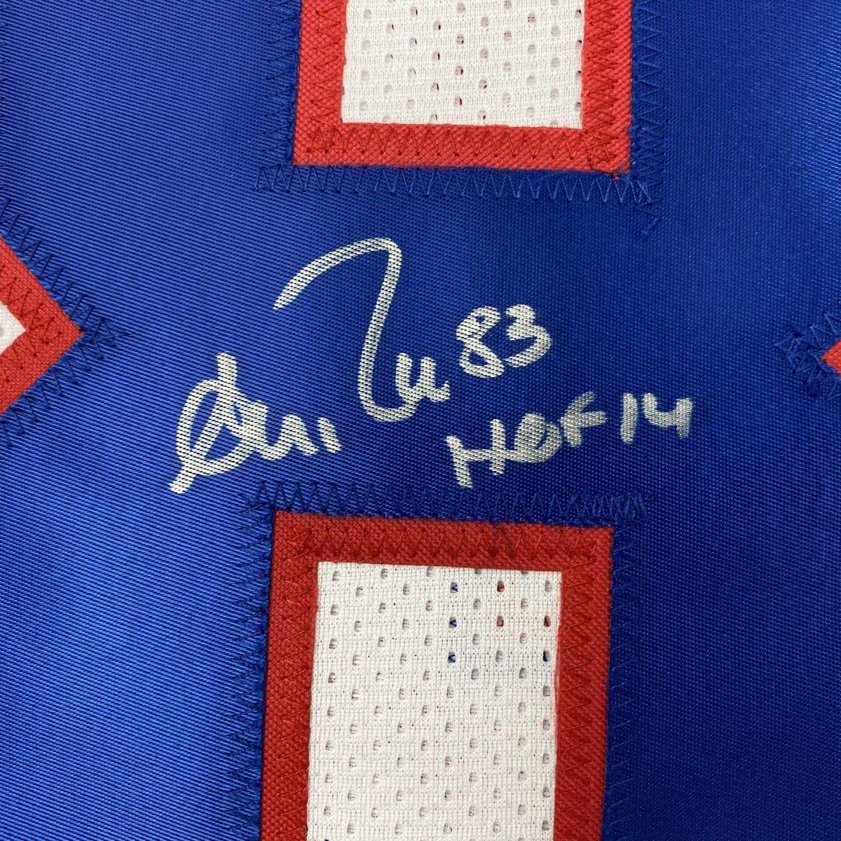 Framed Autographed/Signed Andre Reed HOF 14 35x39 Buffalo White Football Jersey PSA/DNA COA