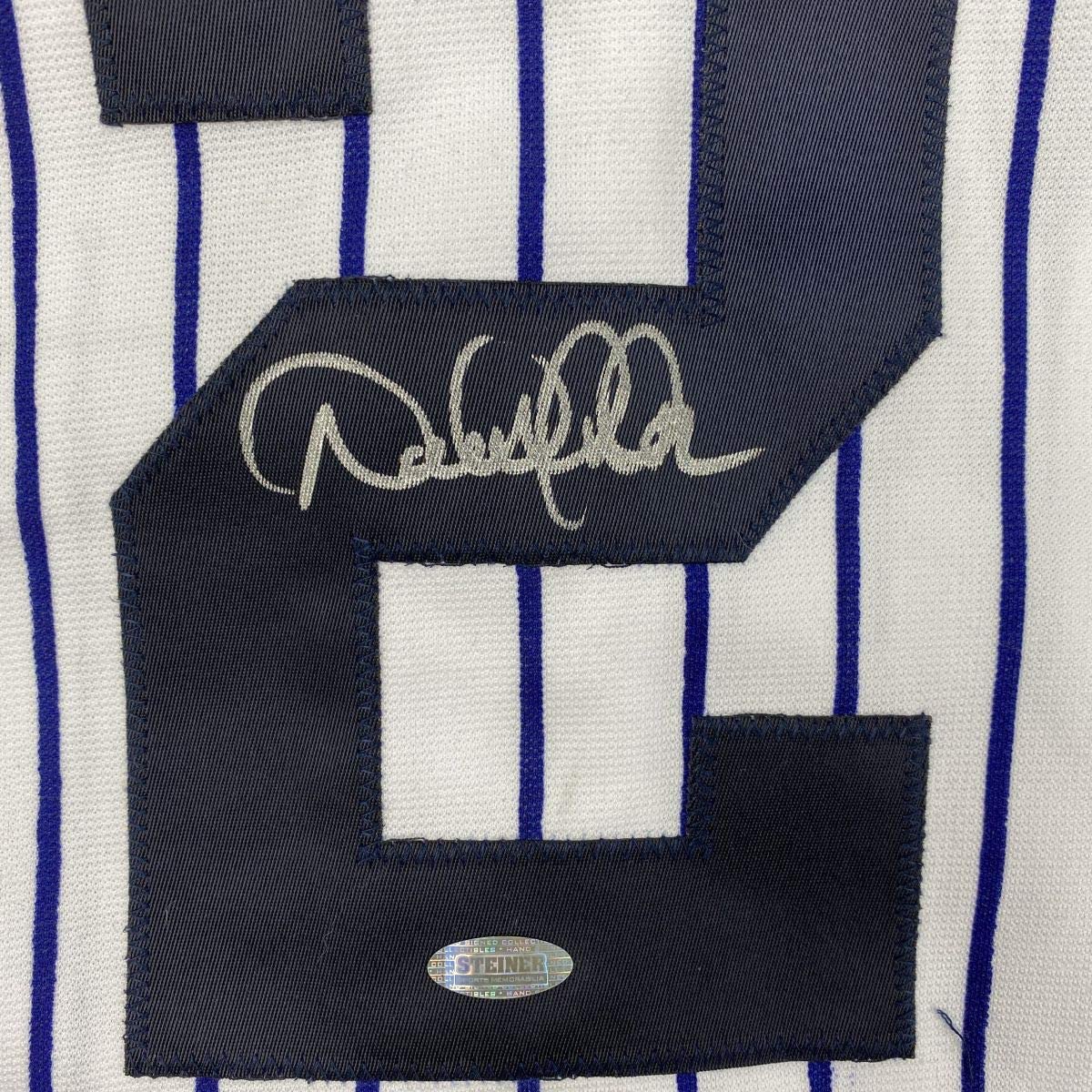 Autographed/Signed Derek Jeter New York Pinstripe Baseball Jersey Steiner Sports COA Hologram Only