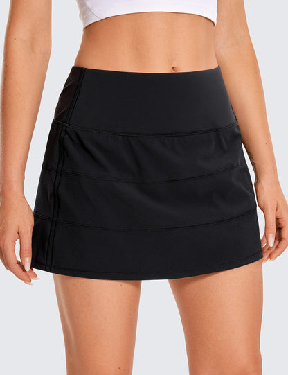 CRZ YOGA Women's Lightweight High Waisted Tennis Skirts A Line Athletic Workout Running Sports Golf Skorts with Pockets Black Small