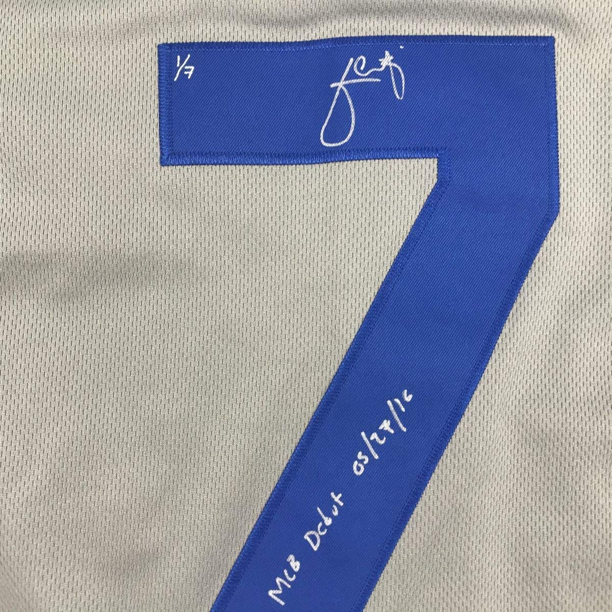 Autographed/Signed Julio Urias MLB Debut Los Angeles LA Grey Baseball Jersey PSA/DNA COA