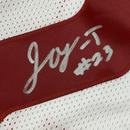 Autographed/Signed Jonathan Taylor Wisconsin White College Football Jersey JSA COA