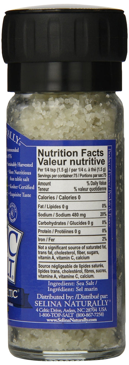 Celtic Sea Salt, Light Grey, with Grinder, 3 oz
