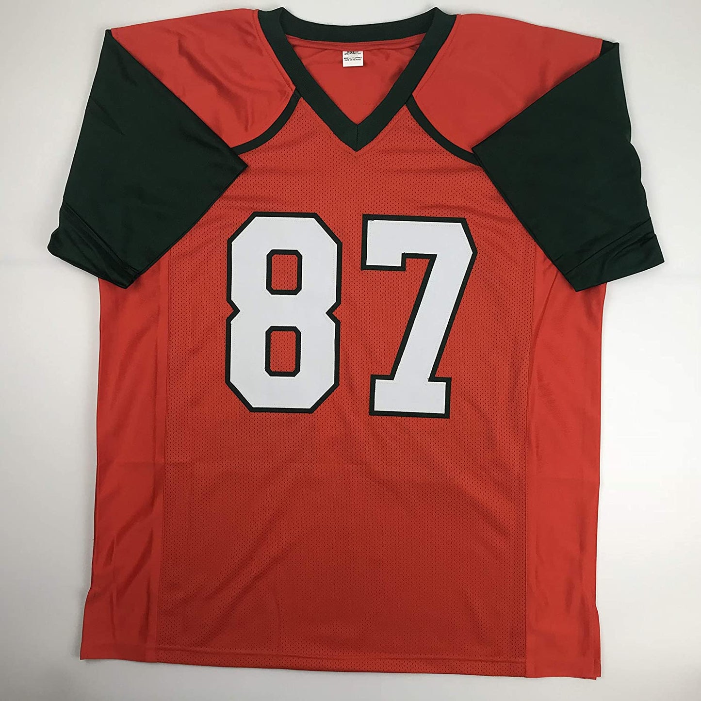 Autographed/Signed Reggie Wayne Miami Orange College Football Jersey Beckett BAS COA