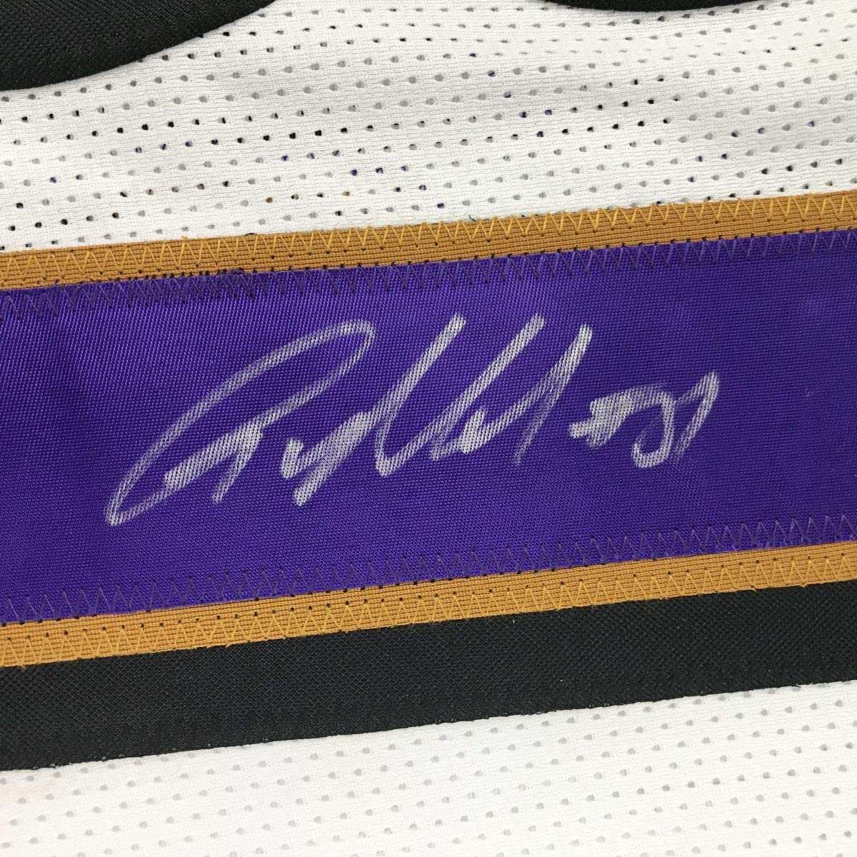 Autographed/Signed Anquan Boldin Baltimore White Football Jersey Beckett BAS COA