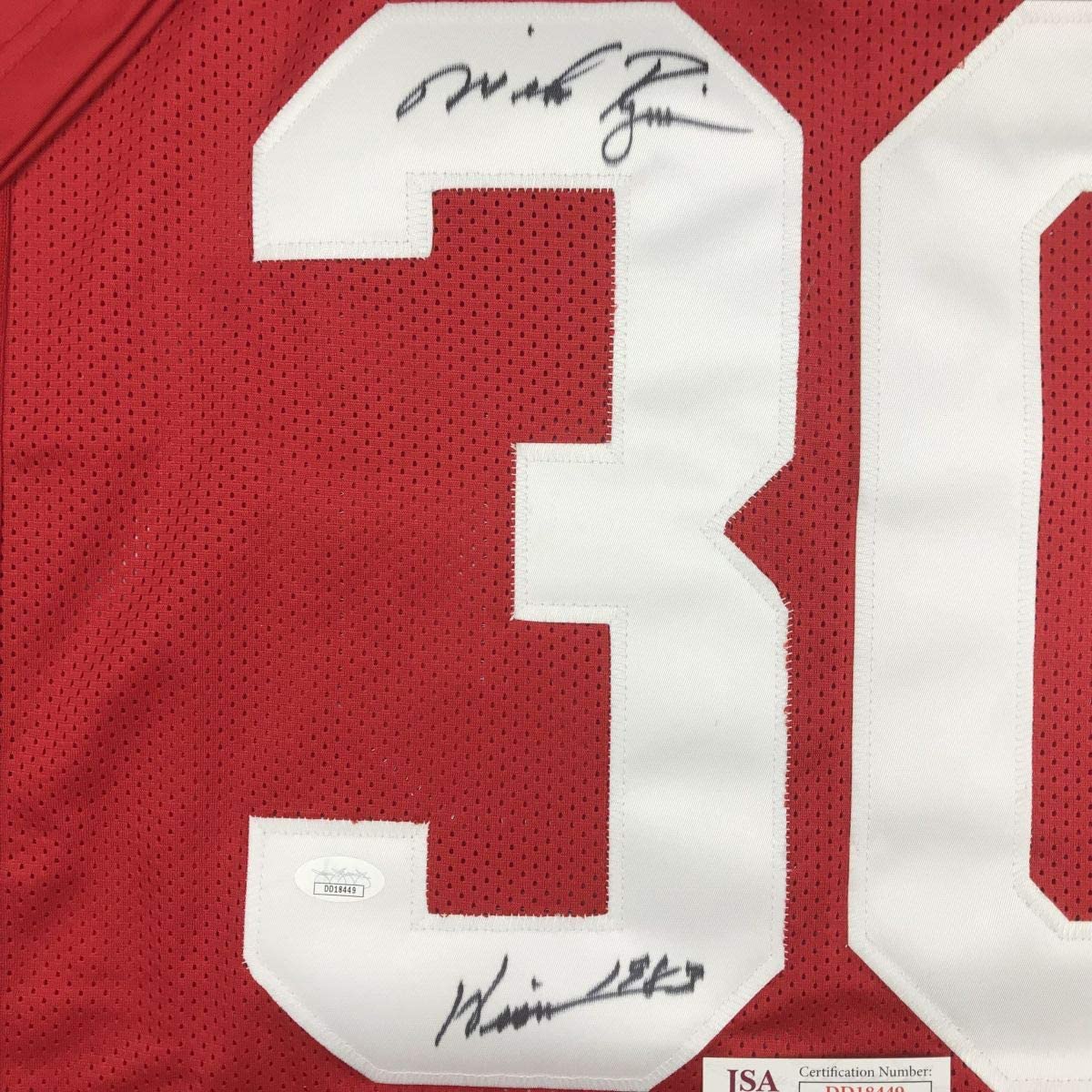 Autographed/Signed Mike Rozier Heisman 1983 Nebraska Red College Football Jersey JSA COA