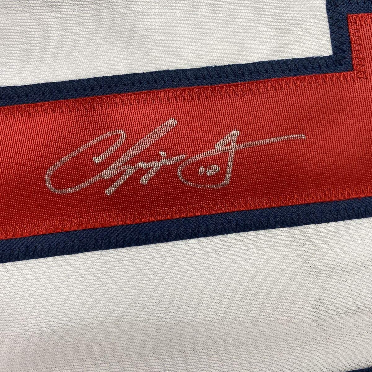 Autographed/Signed Chipper Jones Atlanta White Baseball Jersey JSA COA