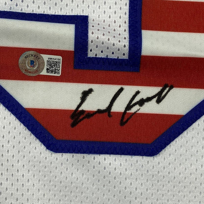 Autographed/Signed Earl Campbell Houston White USA Football Jersey Beckett BAS COA