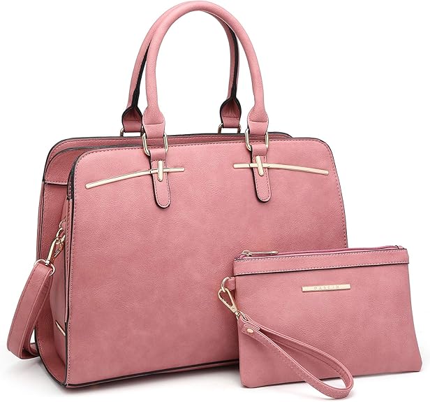 Women Handbag Wallet Tote Shoulder Hobo Bag Top Handle Satchel Purse Set 2pcs with 3 Compartments