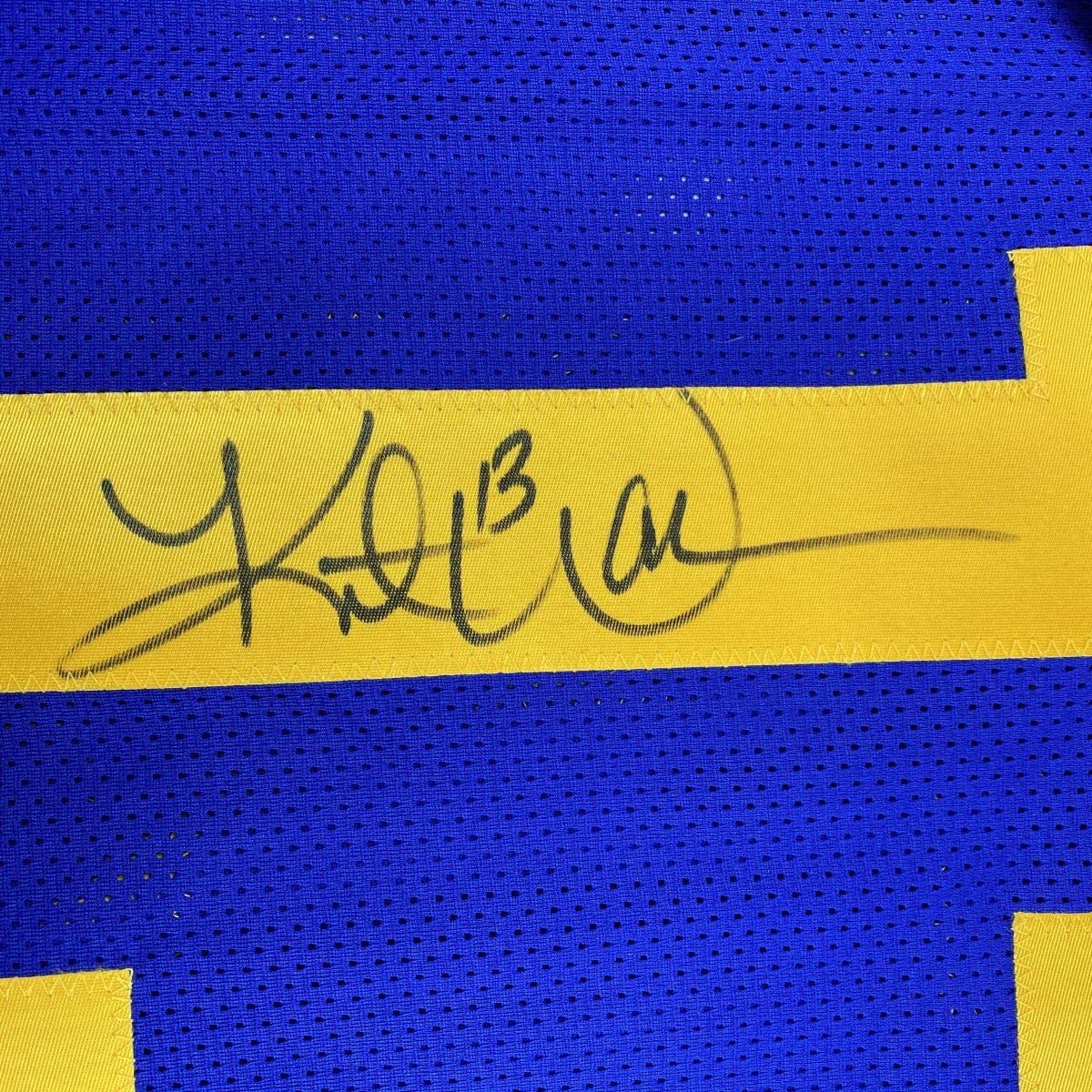 Autographed/Signed Kurt Warner St. Louis Blue Football Jersey Tristar COA