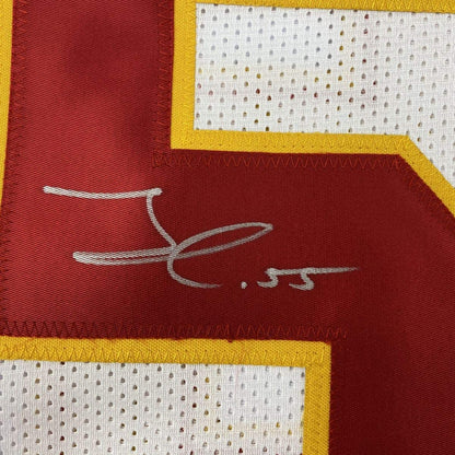 Autographed/Signed Frank Clark Kansas City White Football Jersey PSA/DNA COA