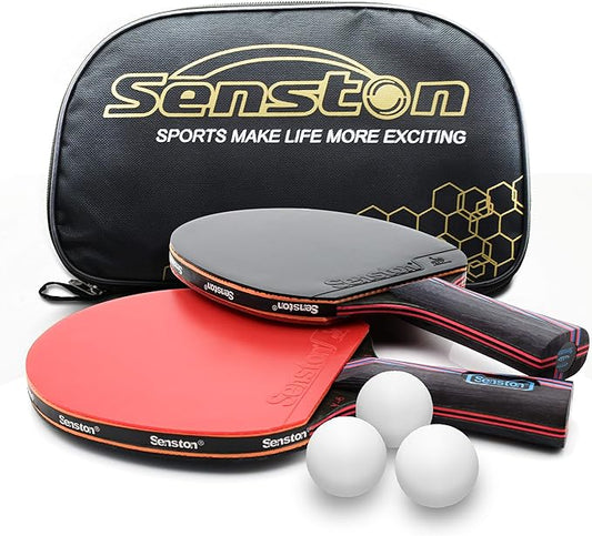 Senston Professional Table Tennis Paddles Advance Intermediate Ping Pong Paddles Set of 2, Table Tennis Racket with Carry Case‰Û_