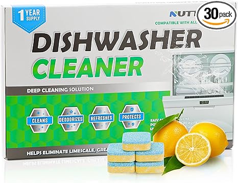 Dishwasher Cleaner and Deodoriser Tablets - 30 pack Deep Cleaner and Descaler for Dishwashers, Heavy Duty, Natural Limescale Remover, Scale Remover - 1 Year Supply