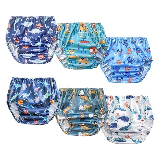 6 Packs Waterproof Plastic Underwear for Toddlers Potty Training Good Elastic Plastic Diaper Covers for Potty Training Pants and Cloth Diaper Boys 5t