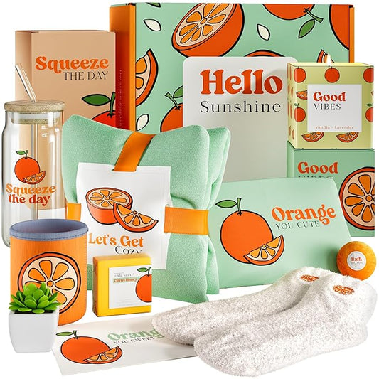 Self Care Package for Women ‰ÛÒ Thinking of You Self Care Kit, Orange Birthday Box for Her, Get Well Soon Basket, Spa Treat for Women, After Surgery Care Package, Thoughtful Gift Idea