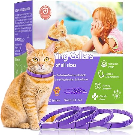 Calming Collar for Cats | Calming Cat Collars Adjustable Soother Anxiety Relief & Stress | Comfort Cat Calm Collars Water Resistant | Pheromone Collar for Cats Rapid Effect Lasts 45 Days - Purple